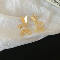 1 Pair Elegant Lady Modern Style Butterfly Inlay Copper Zircon Drop Earrings sku image 1