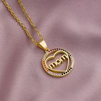 304 Stainless Steel Copper MAMA Plating Letter Zircon Pendant Necklace sku image 19