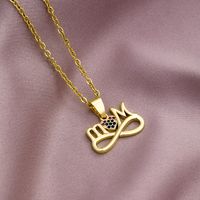 304 Stainless Steel Copper MAMA Plating Letter Zircon Pendant Necklace sku image 11