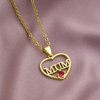 304 Stainless Steel Copper MAMA Plating Letter Zircon Pendant Necklace sku image 18