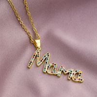 304 Stainless Steel Copper MAMA Simple Style Plating Inlay Letter Zircon Pendant Necklace sku image 11