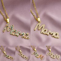 304 Stainless Steel Copper MAMA Simple Style Plating Inlay Letter Zircon Pendant Necklace main image 3