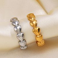 304 Stainless Steel 18K Gold Plated Lady Classic Style Commute Heart Heart Shape Open Rings main image 7