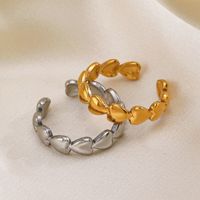 304 Stainless Steel 18K Gold Plated Lady Classic Style Commute Heart Heart Shape Open Rings main image 5