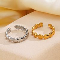 304 Stainless Steel 18K Gold Plated Lady Classic Style Commute Heart Heart Shape Open Rings main image 4