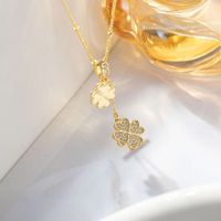 Copper 18K Gold Plated K Gold Plated IG Style Sweet Inlay Lion Butterfly Rhinestones Pendant Necklace main image 4