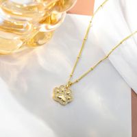 Copper 18K Gold Plated K Gold Plated IG Style Sweet Inlay Lion Butterfly Rhinestones Pendant Necklace main image 7