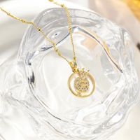 Copper 18K Gold Plated K Gold Plated IG Style Sweet Inlay Lion Butterfly Rhinestones Pendant Necklace main image 5
