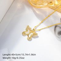 Copper 18K Gold Plated K Gold Plated IG Style Sweet Inlay Lion Butterfly Rhinestones Pendant Necklace main image 2