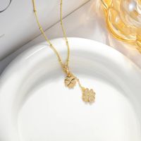 Copper 18K Gold Plated K Gold Plated IG Style Sweet Inlay Lion Butterfly Rhinestones Pendant Necklace sku image 2