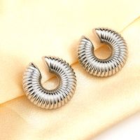1 Pair Simple Style Cool Style Solid Color Plating Stainless Steel Earrings sku image 2