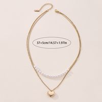 304 Stainless Steel Imitation Pearl 18K Gold Plated Elegant Lady Streetwear Plating Heart Shape Double Layer Necklaces main image 2