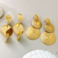 1 Pair Casual Tropical Classic Style Round Patchwork Plating Three-dimensional 304 Stainless Steel Gold Plated Drop Earrings main image 1