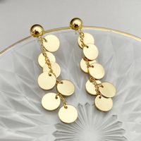 1 Pair Vacation Classic Style Round Solid Color Plating 304 Stainless Steel Gold Plated Drop Earrings main image 4