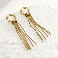 1 Pair Vacation Classic Style Round Solid Color Plating 304 Stainless Steel Gold Plated Drop Earrings main image 5