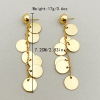 1 Pair Vacation Classic Style Round Solid Color Plating 304 Stainless Steel Gold Plated Drop Earrings sku image 1
