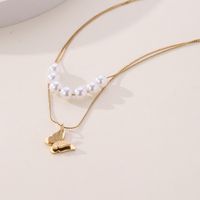 Elegant Lady Classic Style Butterfly Imitation Pearl Plating 18K Gold Plated Women's Double Layer Necklaces main image 3