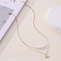 Elegant Lady Classic Style Butterfly Imitation Pearl Plating 18K Gold Plated Women's Double Layer Necklaces main image 4