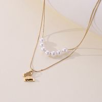 Elegant Lady Classic Style Butterfly Imitation Pearl Plating 18K Gold Plated Women's Double Layer Necklaces main image 5