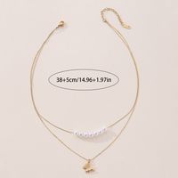 Elegant Lady Classic Style Butterfly Imitation Pearl Plating 18K Gold Plated Women's Double Layer Necklaces main image 2