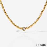 304 Stainless Steel 14K Gold Plated White Gold Plated Gold Plated Casual Beaded Solid Color Bracelets Necklace sku image 3