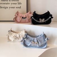 Women's Pu Solid Color Bow Knot Classic Style Sewing Thread Zipper Underarm Bag main image 6
