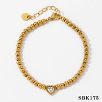 304 Stainless Steel 14K Gold Plated White Gold Plated Gold Plated Casual Beaded Solid Color Bracelets Necklace sku image 1
