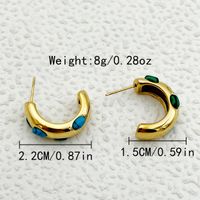 1 Pair Hawaiian Vacation Shiny C Shape Plating Inlay 304 Stainless Steel Natural Stone Pearl Zircon Gold Plated Ear Studs sku image 1