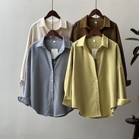 Women's Blouse Long Sleeve Blouses Button Simple Style Solid Color main image 6