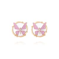 1 Pair IG Style Sweet Round Butterfly Enamel Inlay Zinc Alloy Artificial Pearls Ear Studs main image 1