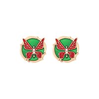 1 Pair IG Style Sweet Round Butterfly Enamel Inlay Zinc Alloy Artificial Pearls Ear Studs main image 4