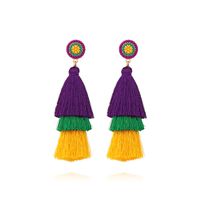 1 Pair Casual Retro Round Tassel Inlay Polyester Zinc Alloy Seed Bead Drop Earrings main image 3