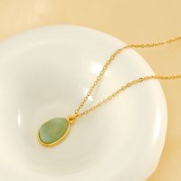 304 Stainless Steel 18K Gold Plated Simple Style Inlay Irregular Natural Stone Pendant Necklace main image 5