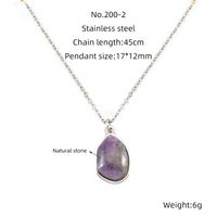 304 Stainless Steel 18K Gold Plated Simple Style Inlay Irregular Natural Stone Pendant Necklace sku image 2