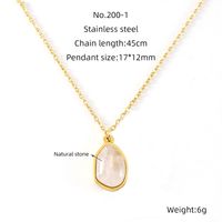 304 Stainless Steel 18K Gold Plated Simple Style Inlay Irregular Natural Stone Pendant Necklace sku image 4