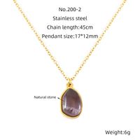 304 Stainless Steel 18K Gold Plated Simple Style Inlay Irregular Natural Stone Pendant Necklace sku image 5