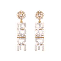 1 Pair IG Style Casual Letter Enamel Inlay Zinc Alloy Pearl Drop Earrings main image 5