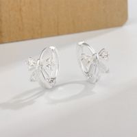 1 Pair Simple Style Shiny Bow Knot Inlay Copper Zircon Earrings main image 4