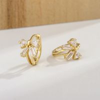 1 Pair Simple Style Shiny Bow Knot Inlay Copper Zircon Earrings main image 3
