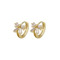 1 Pair Simple Style Shiny Bow Knot Inlay Copper Zircon Earrings main image 2