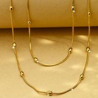 Copper Simple Style Plating Solid Color Double Layer Necklaces main image 1