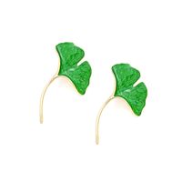 1 Pair Simple Style Ginkgo Leaf Enamel Zinc Alloy Ear Studs main image 5