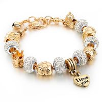 Classic Style Heart Shape Gold Plated Rhinestones Zircon Alloy Zinc Wholesale Bangle main image 7