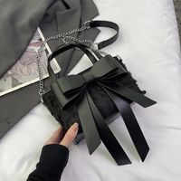 Women's Medium Pu Leather Bow Knot Streetwear Bowknot Zipper Shoulder Bag sku image 1