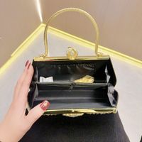 Gold Silver Black Pu Leather Solid Color Pearls Square Evening Bags main image 6