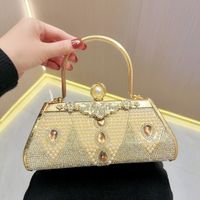 Gold Silver Black Pu Leather Solid Color Square Evening Bags main image 9