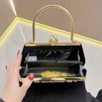 Gold Silver Black Pu Leather Solid Color Square Evening Bags main image 7