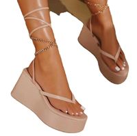 Women's Casual Solid Color T-Strap Platform Sandals main image 2