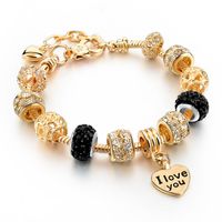 Classic Style Heart Shape Gold Plated Rhinestones Zircon Alloy Zinc Wholesale Bangle sku image 9