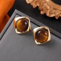1 Pair Classic Style Solid Color Plating Inlay Artificial Crystal 18K Gold Plated Ear Studs main image 2